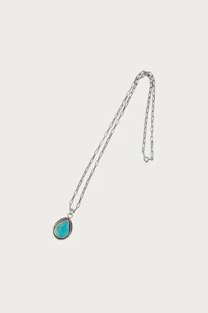 10 Teardrop Wire Rim Turquoise Pendant Necklace