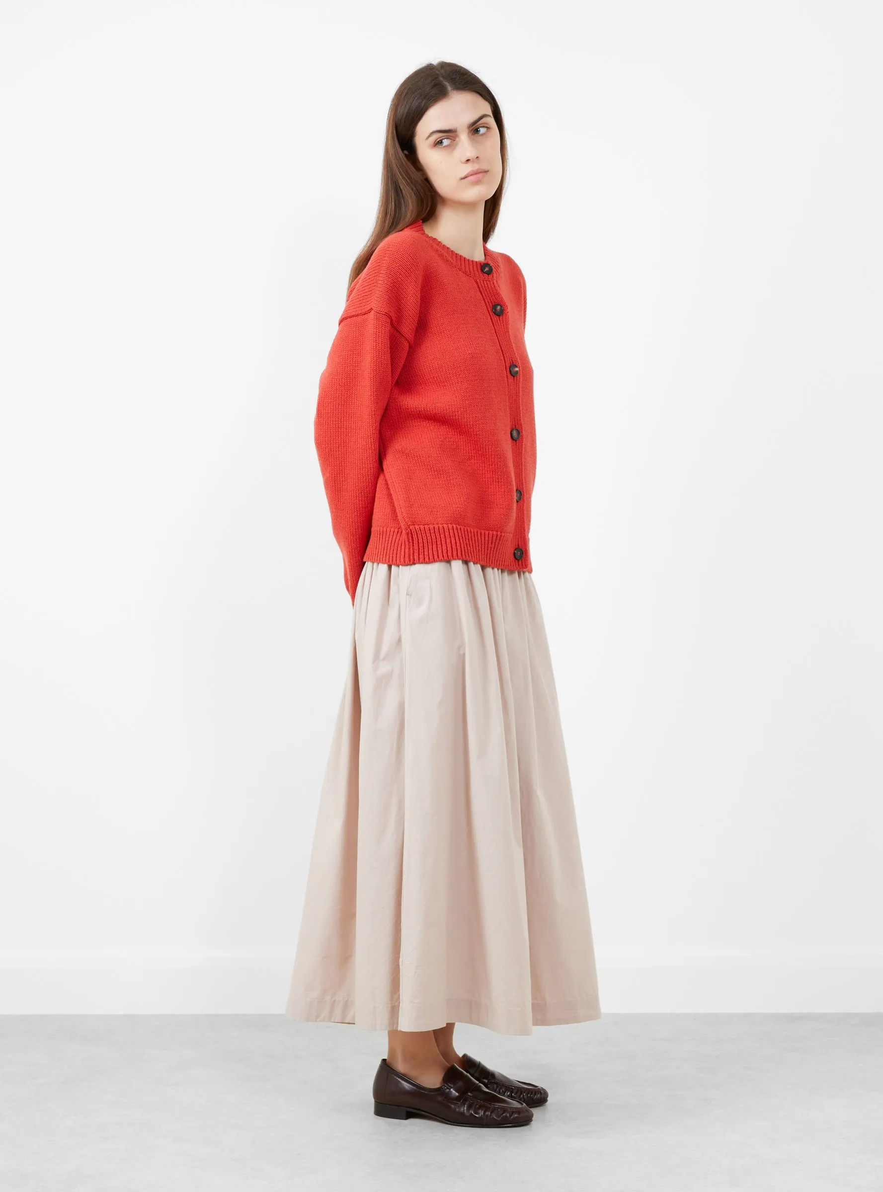 British Wool and Cotton Rosa Cardigan Poppy