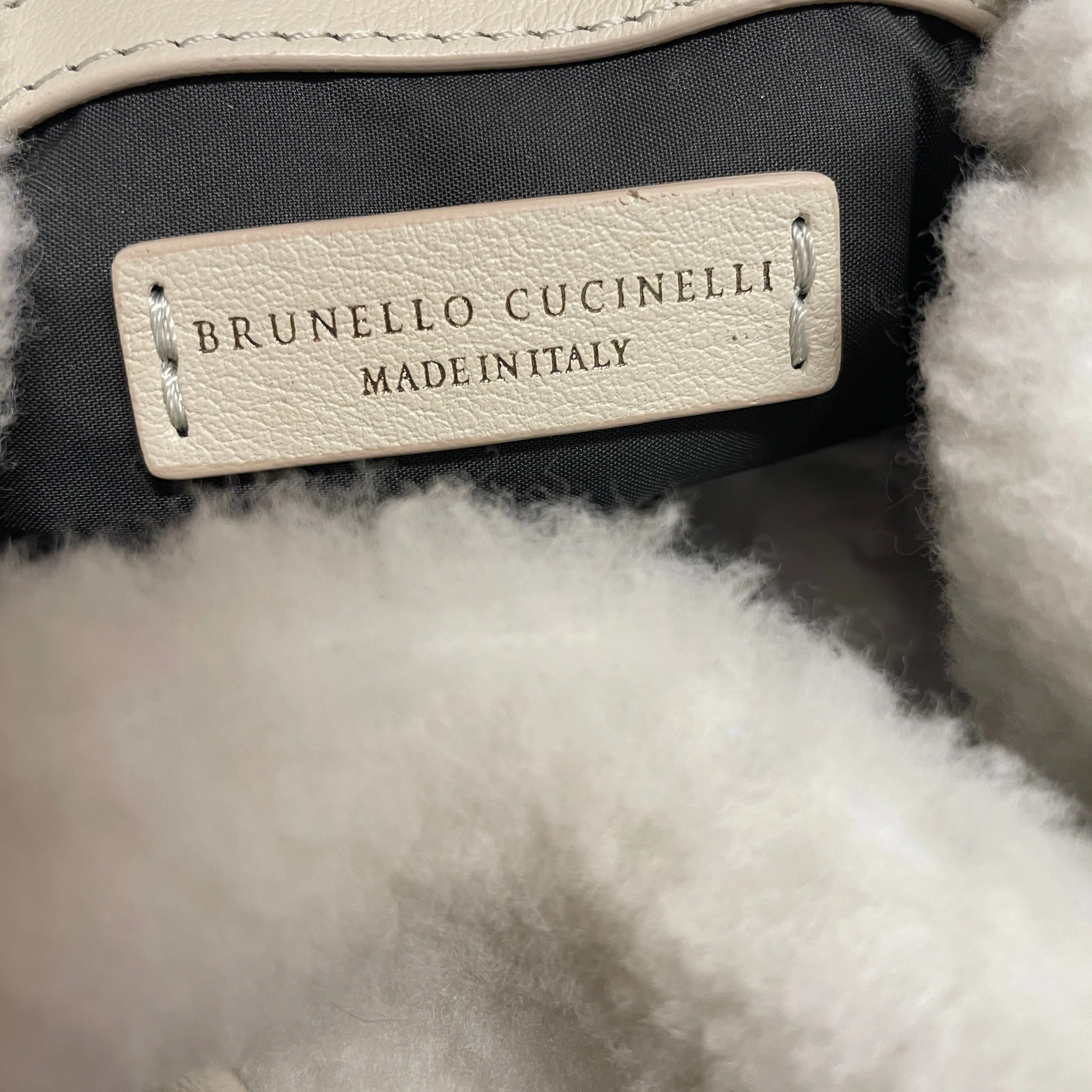 BRUNELLO CUCINELLI/Backpack/XS/Cotton/WHT/FLEECE/  TOP ADJUSTABLE