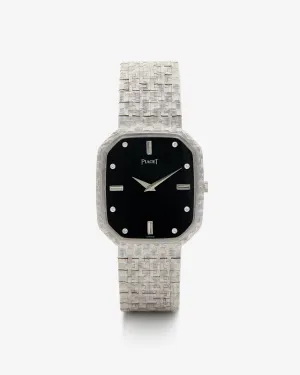 Classic 55 - Piaget Onyx and Diamond Dial White Gold Octagon Bracelet Watch 9791 - (White Gold)