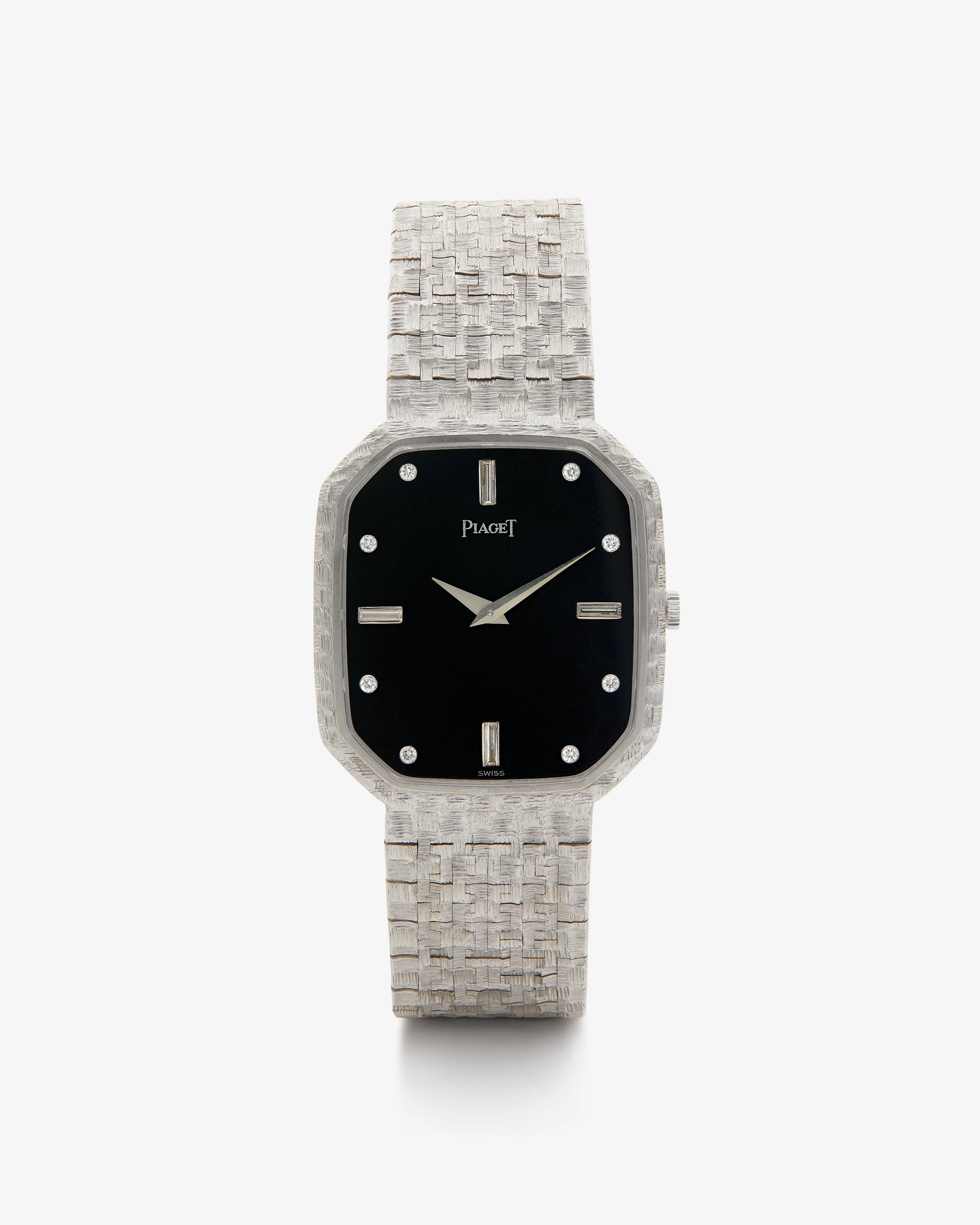 Classic 55 - Piaget Onyx and Diamond Dial White Gold Octagon Bracelet Watch 9791 - (White Gold)