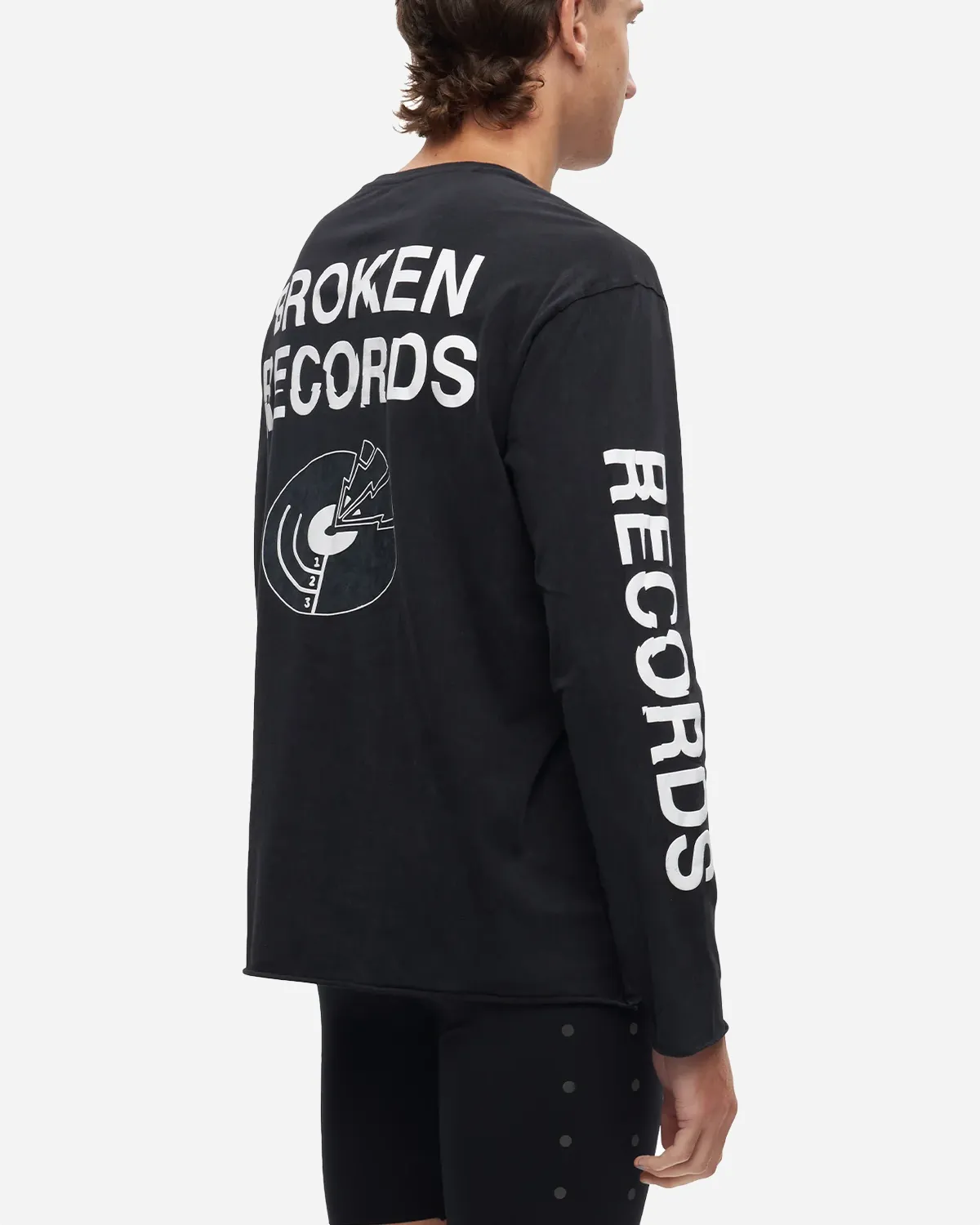 Easy L/S Tee Broken Records - Black / White