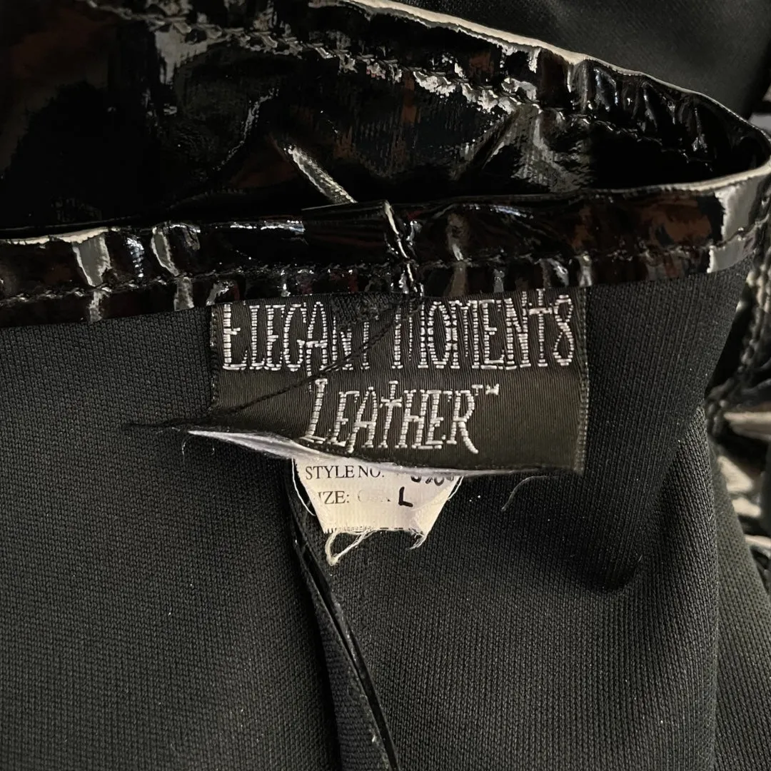 elegant moments leather/Blouse/L/Faux Leather/BLK/buckles