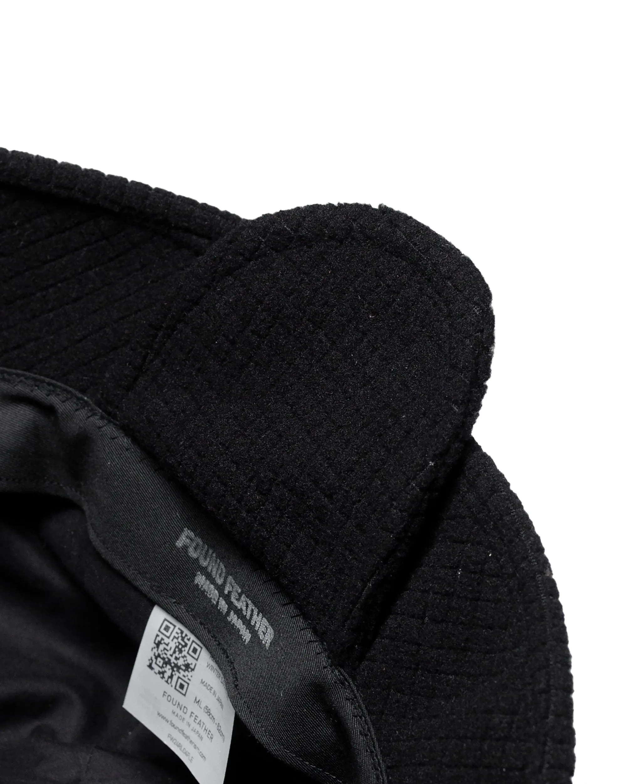 Found Feather Winter Safari Hat Quilted Polar Fleece Black