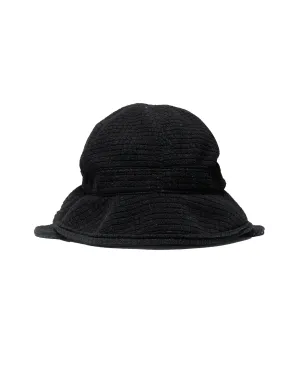 Found Feather Winter Safari Hat Quilted Polar Fleece Black