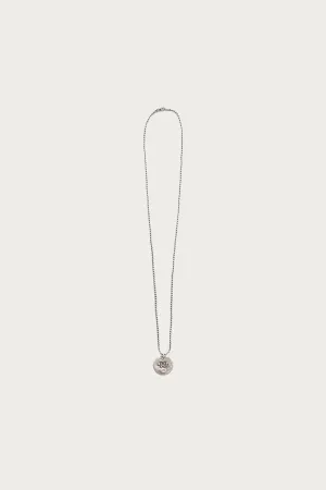 Hammered Sterling Silver Engraved RRL Logo Necklace - Silver