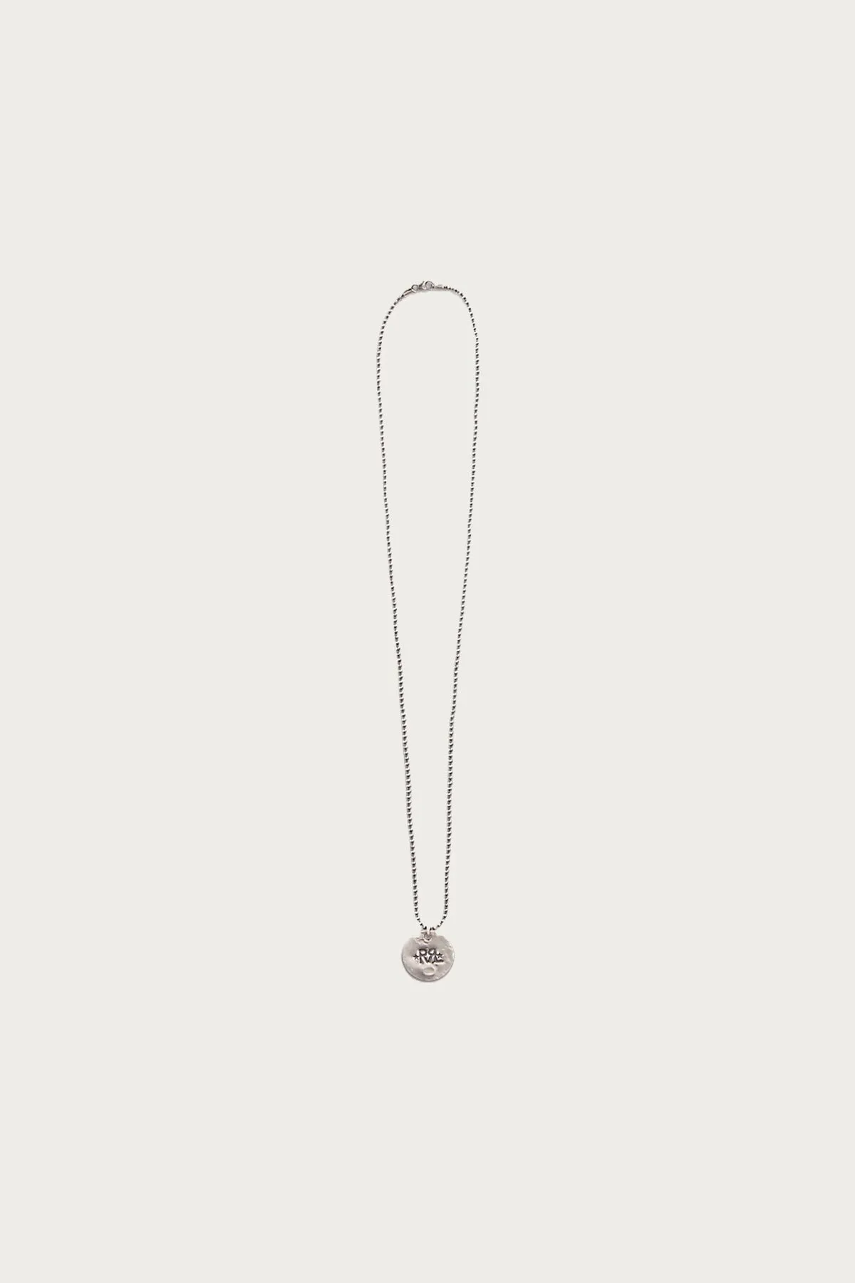 Hammered Sterling Silver Engraved RRL Logo Necklace - Silver