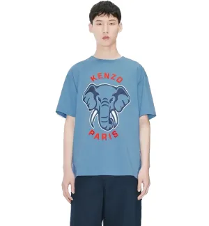 Kenzo Elephant Varsity Jungle T-Shirt (Blue)