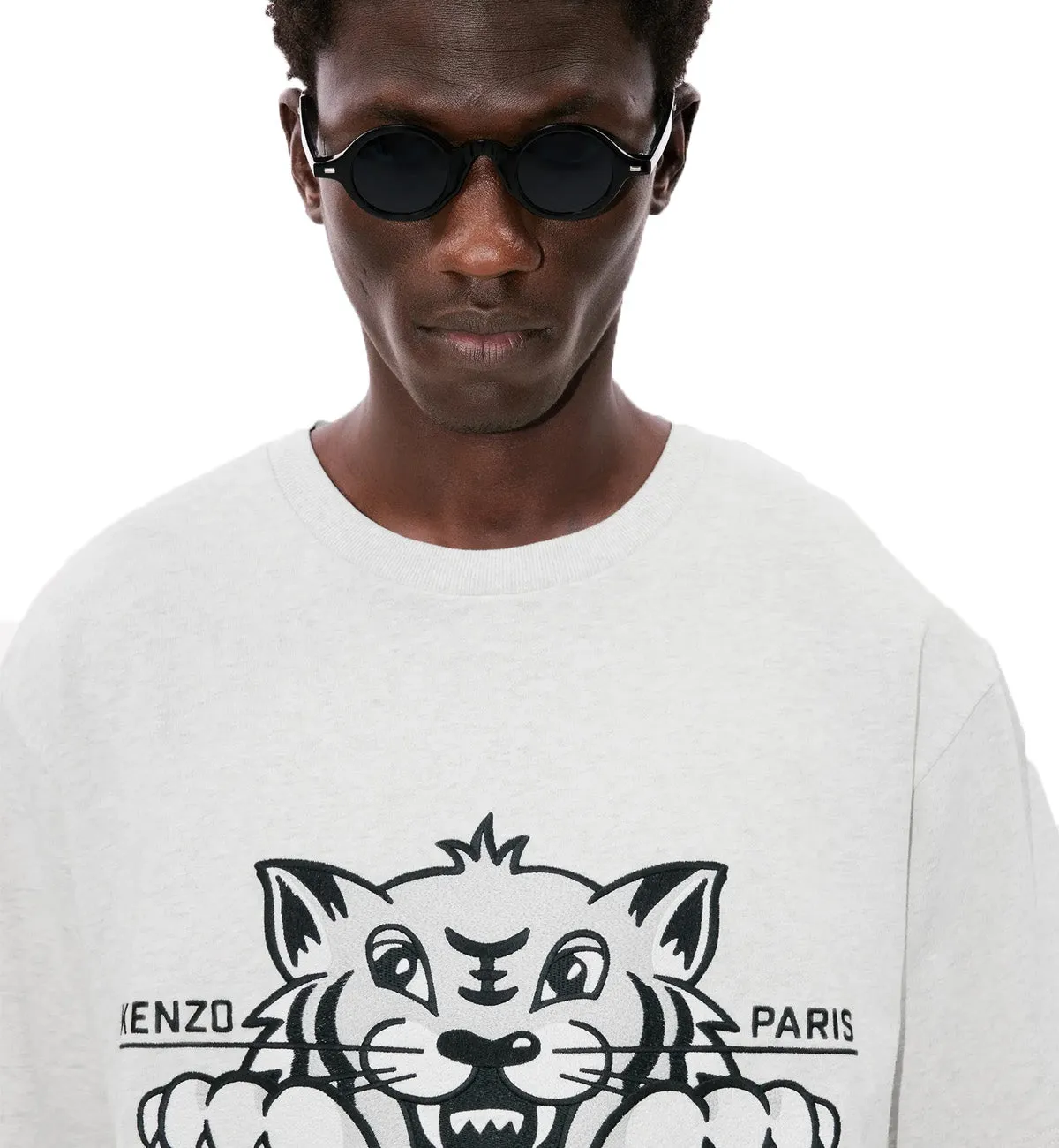 Kenzo Embroidered Happy Tiger T-Shirt (Grey)