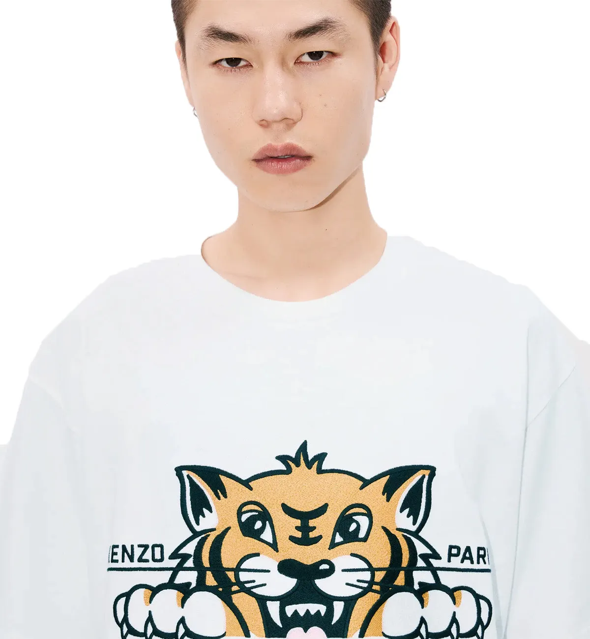 Kenzo Embroidered Happy Tiger T-Shirt (White)