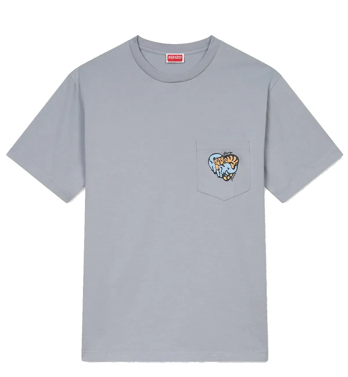 Kenzo Embroidered Jungle Heart Pocket T-Shirt (Grey)