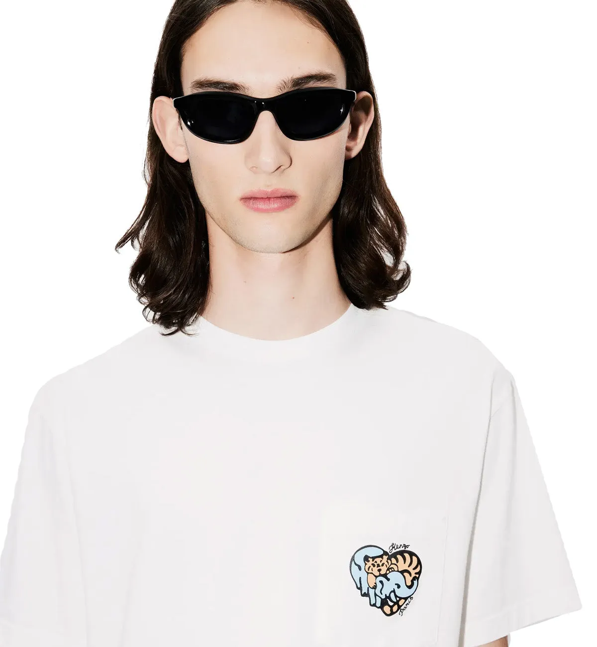 Kenzo Embroidered Jungle Heart Pocket T-Shirt (White)