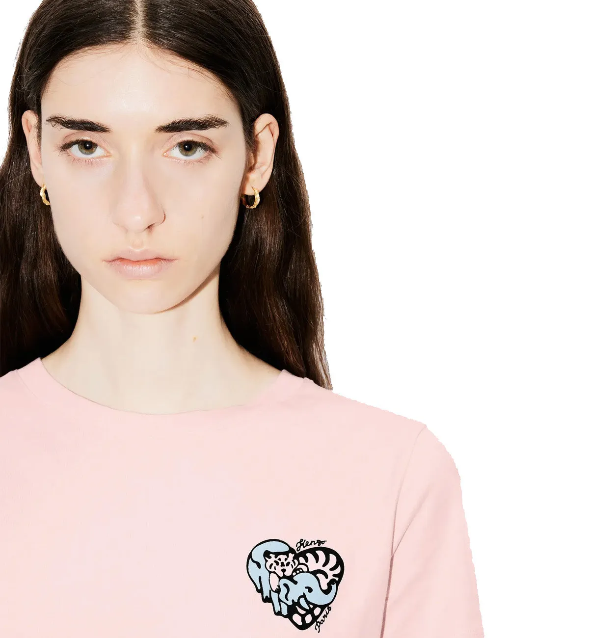 Kenzo Female Embroidered Jungle Heart T-Shirt (Pink)