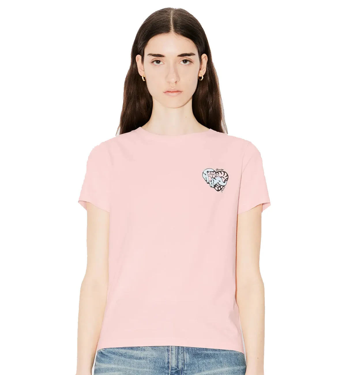 Kenzo Female Embroidered Jungle Heart T-Shirt (Pink)