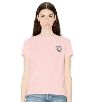 Kenzo Female Embroidered Jungle Heart T-Shirt (Pink)