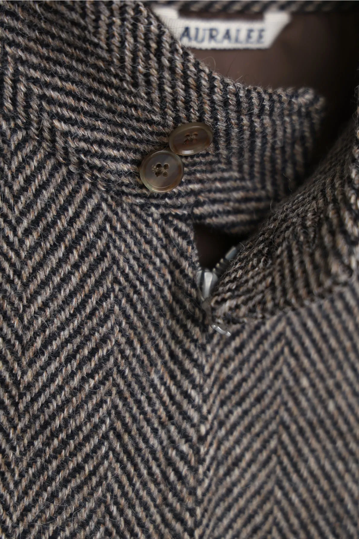Lama Shetland Wool Tweed Zip Blouson - Khaki Tweed