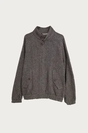 Lama Shetland Wool Tweed Zip Blouson - Khaki Tweed