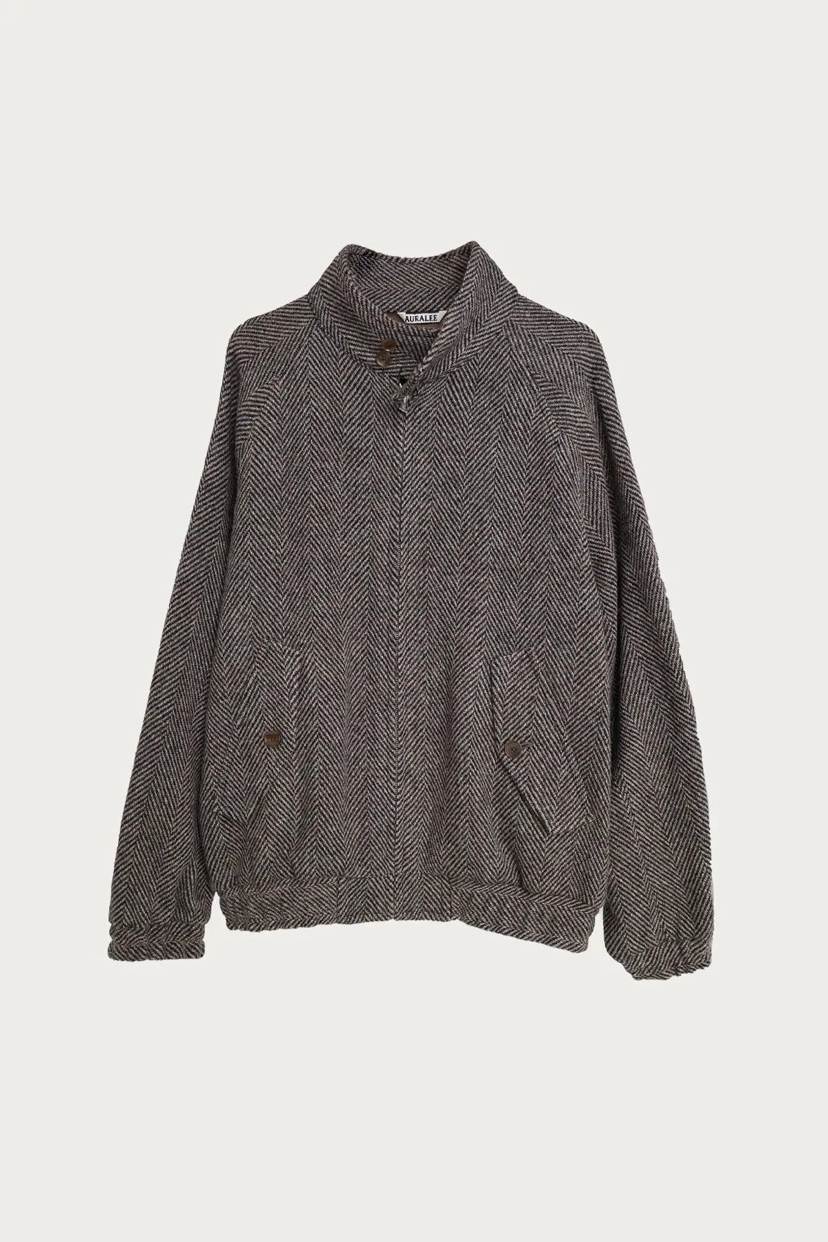 Lama Shetland Wool Tweed Zip Blouson - Khaki Tweed