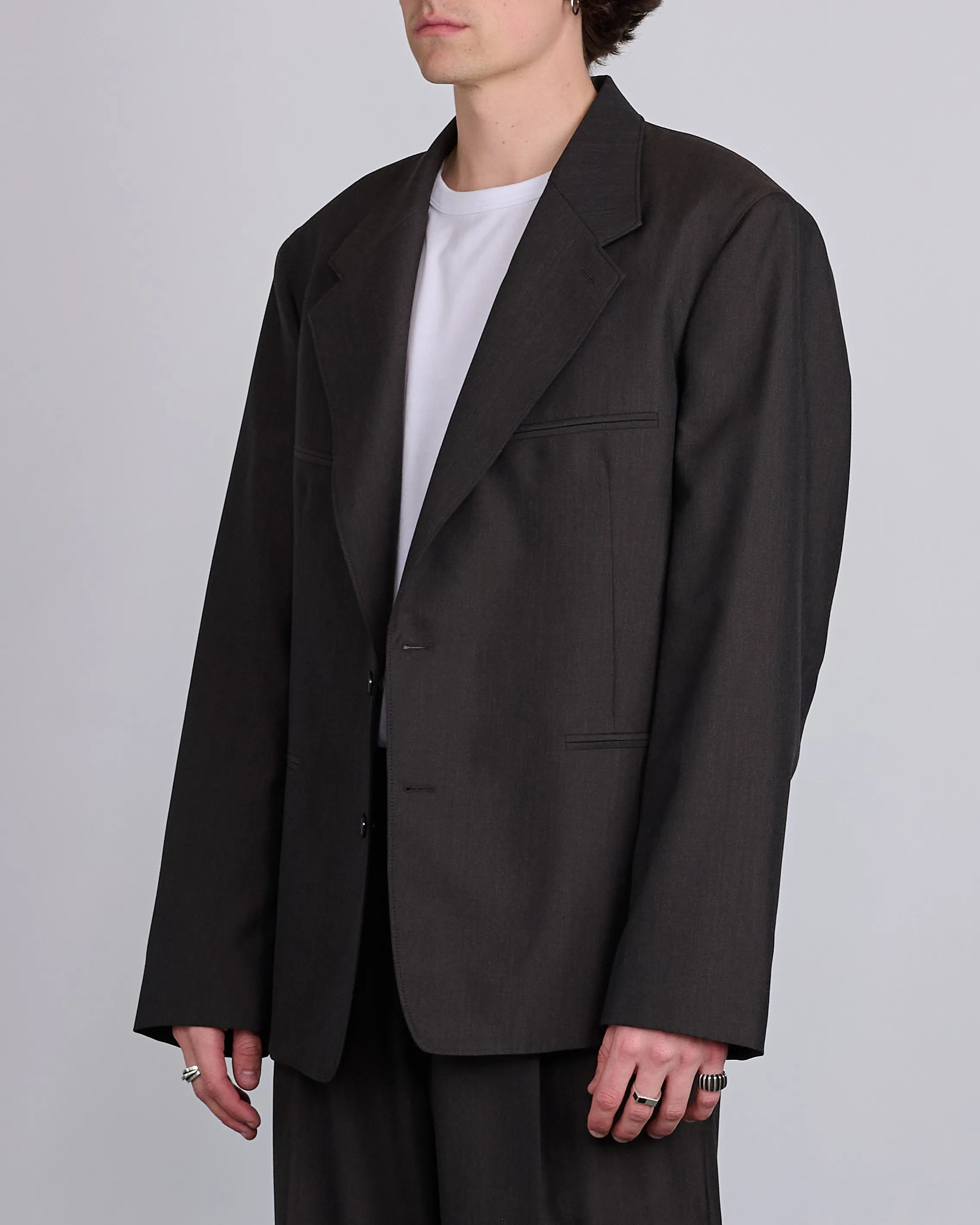 LEMAIRE Tailored SB Blazer Dark Espresso Melange