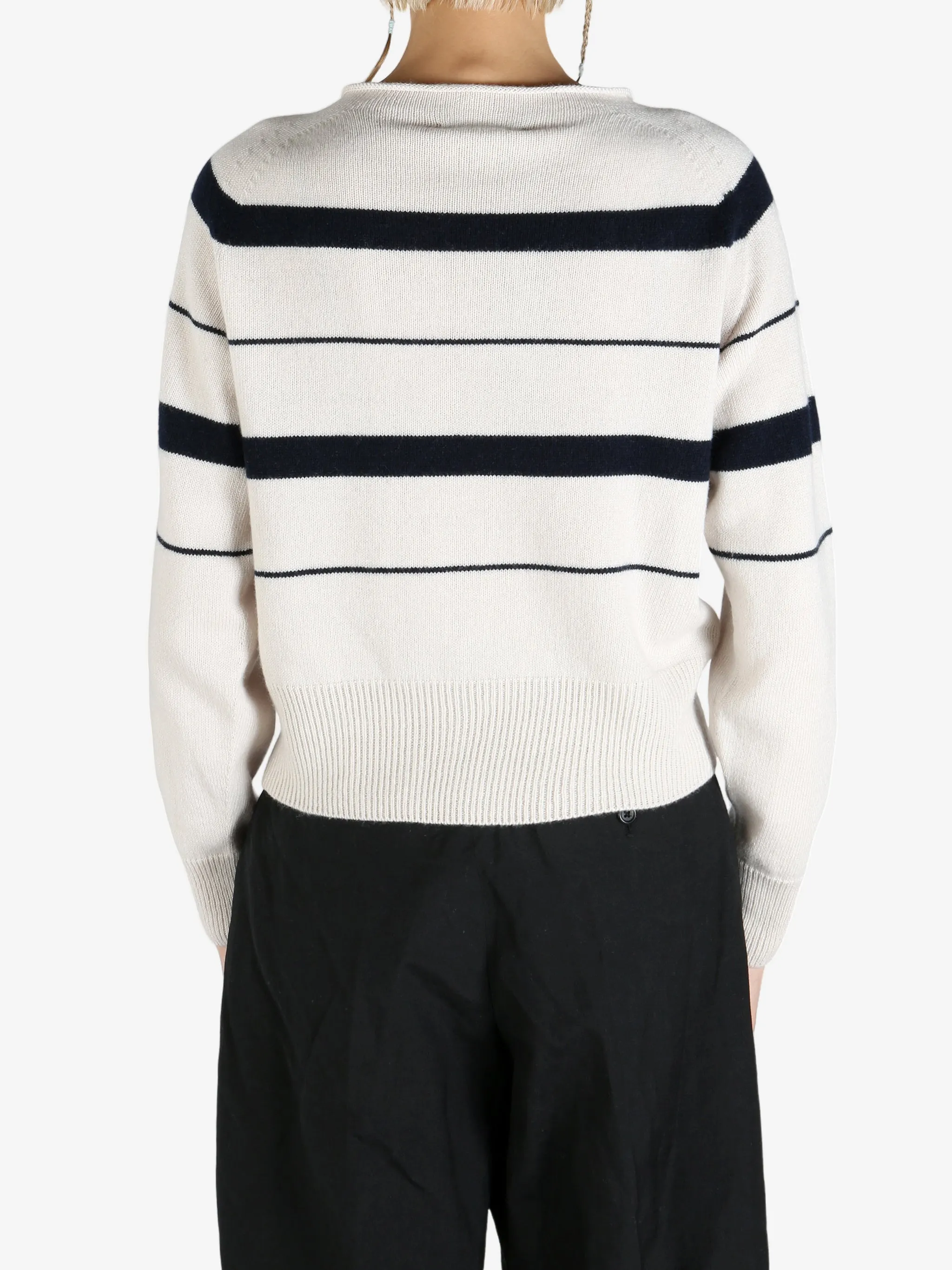 MARGARET HOWELL - Women Striped Roll Edge Jumper