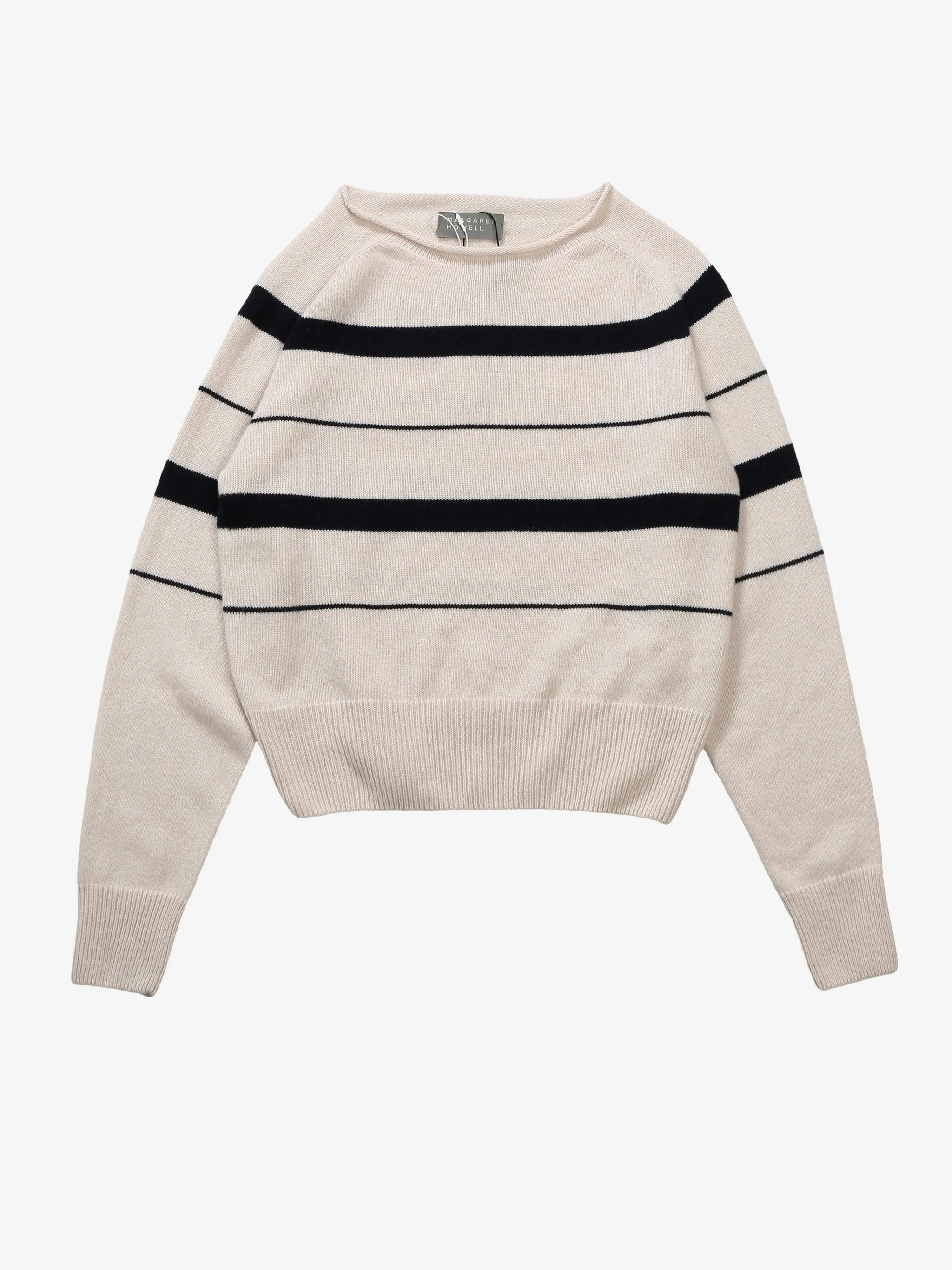 MARGARET HOWELL - Women Striped Roll Edge Jumper