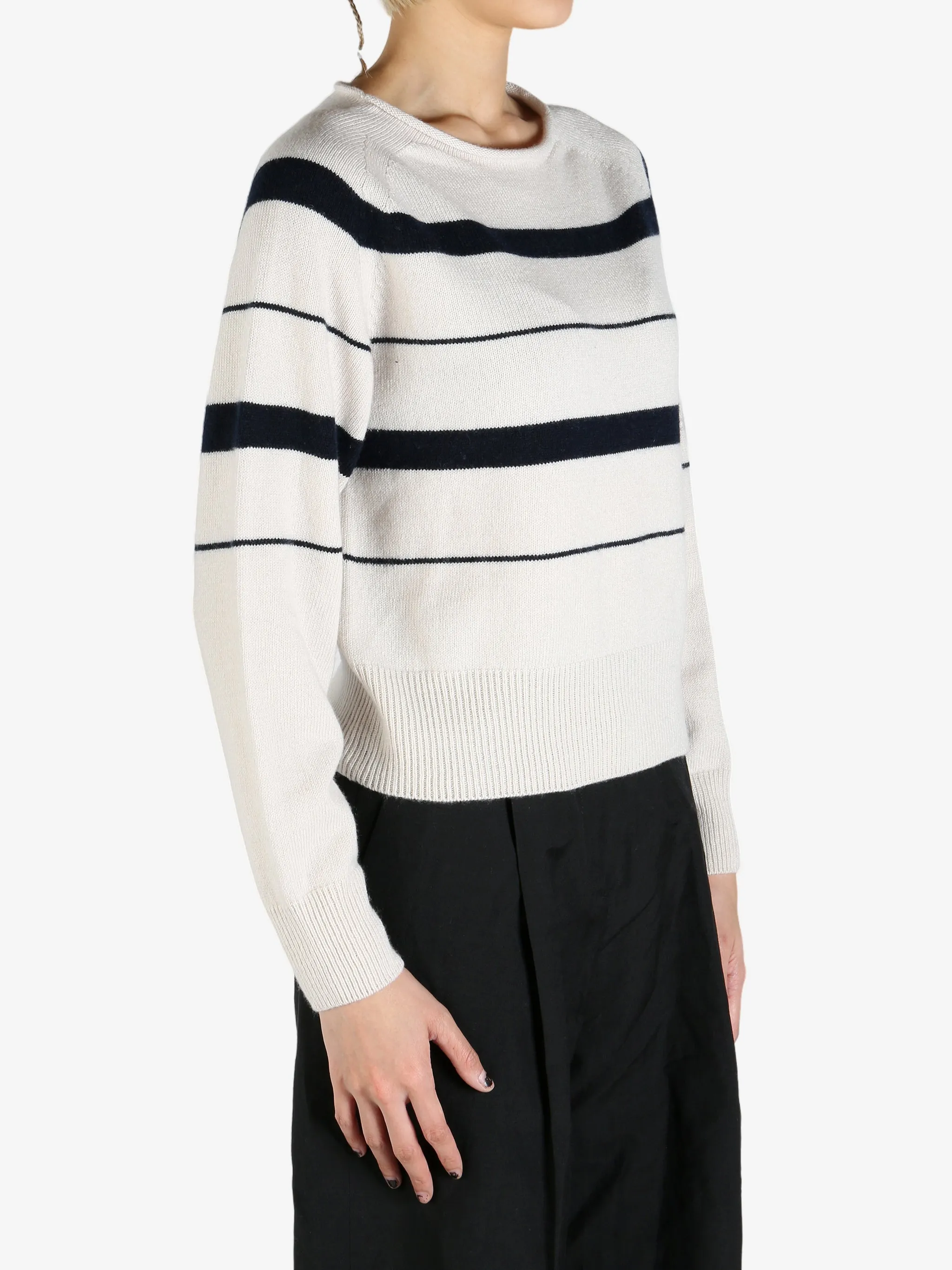 MARGARET HOWELL - Women Striped Roll Edge Jumper