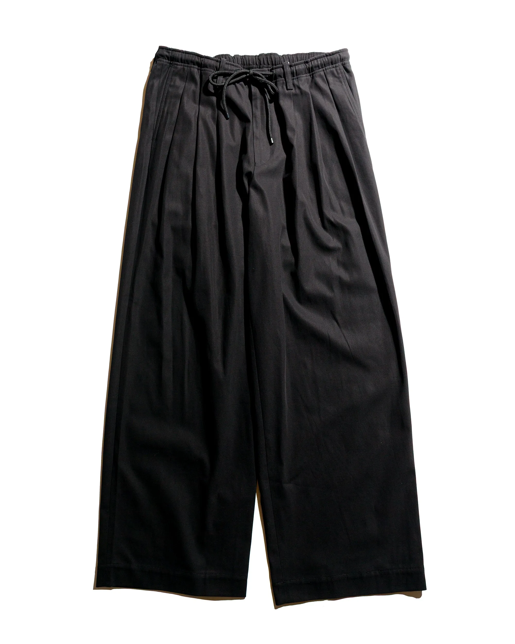 MARKAWARE Triple Pleated Easy Trousers Organic Giza Voile Yarn Twill Black