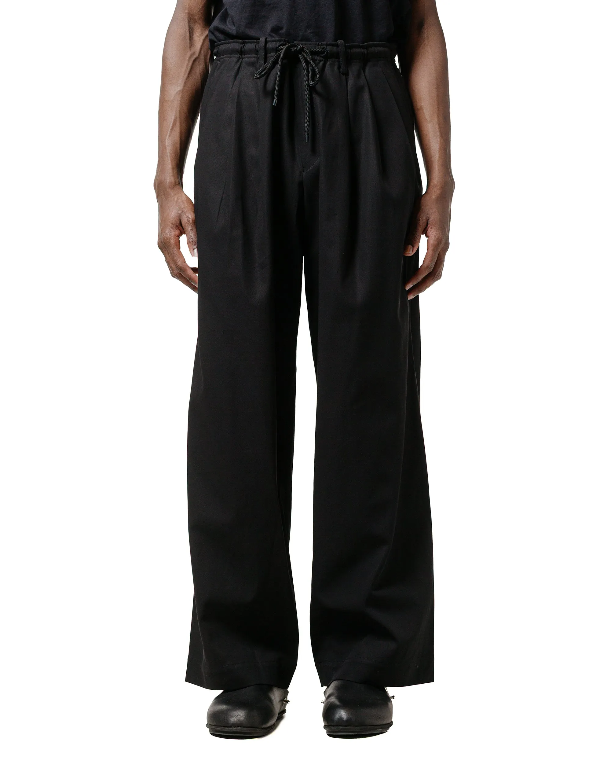 MARKAWARE Triple Pleated Easy Trousers Organic Giza Voile Yarn Twill Black