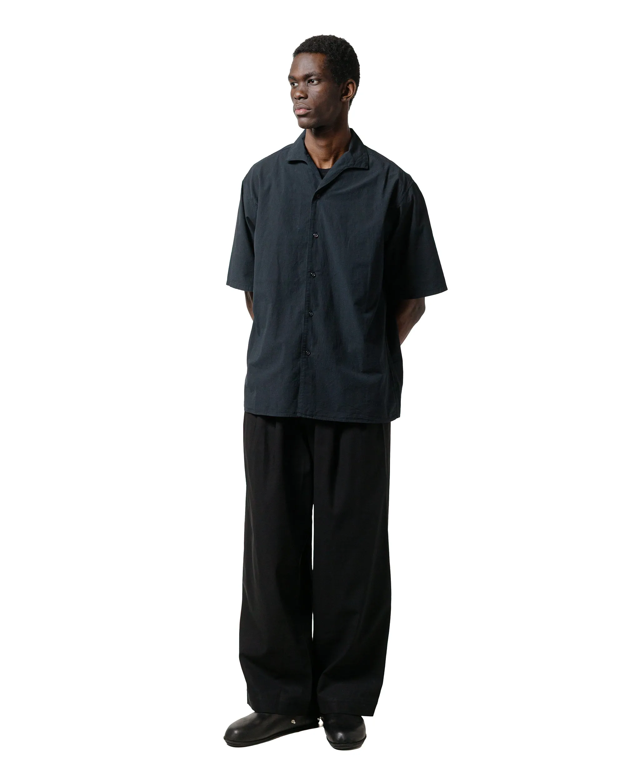 MARKAWARE Triple Pleated Easy Trousers Organic Giza Voile Yarn Twill Black