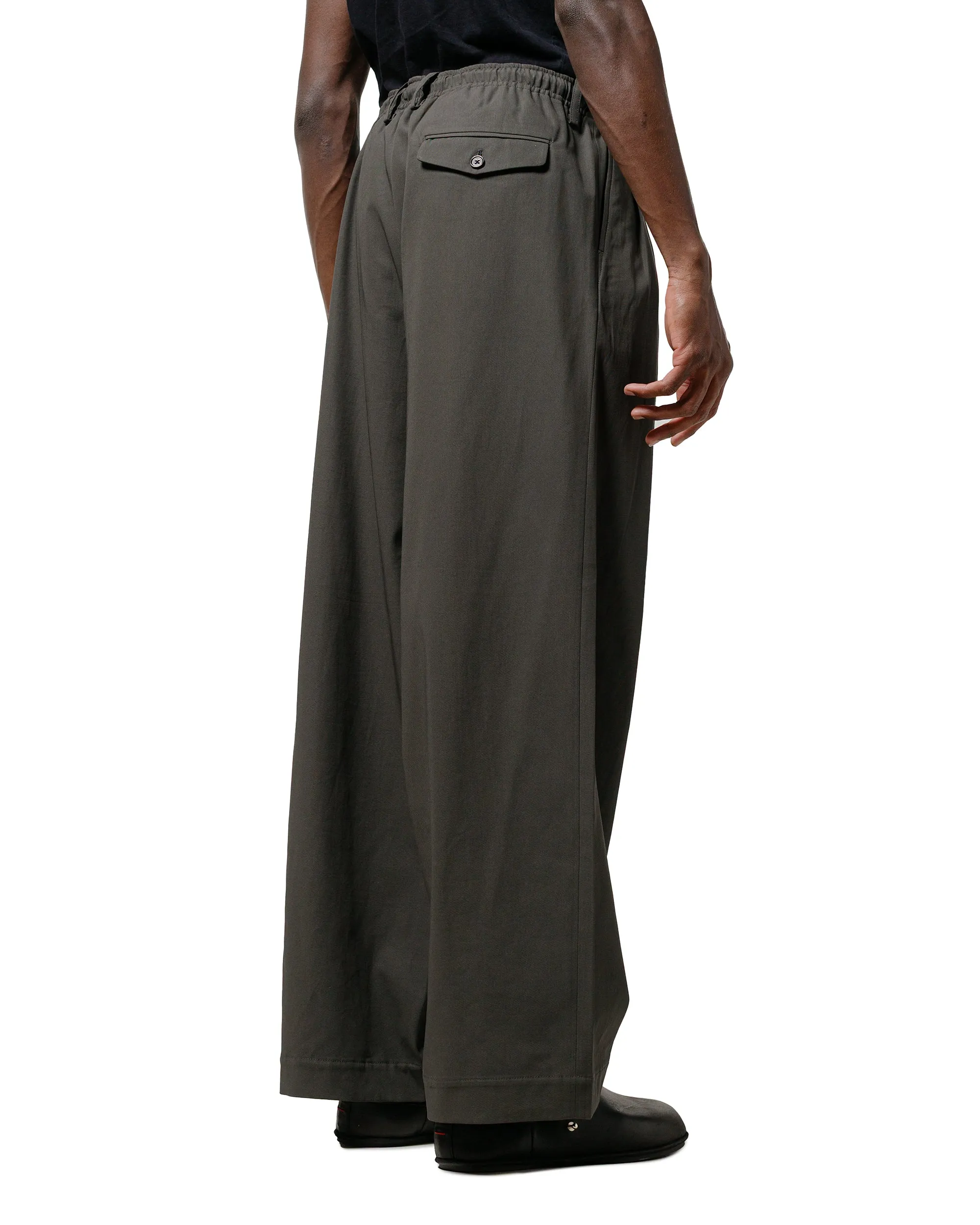 MARKAWARE Triple Pleated Easy Trousers Organic Giza Voile Yarn Twill Dark Olive