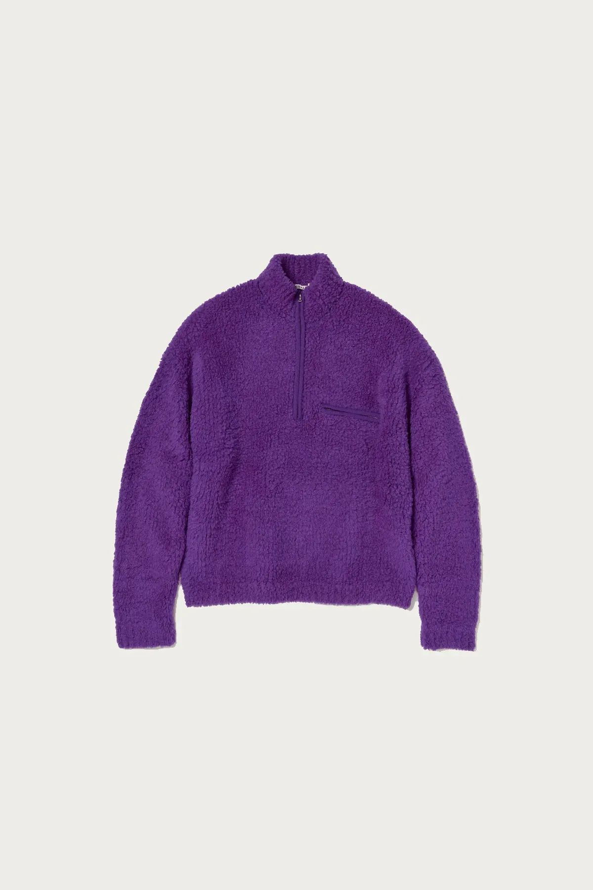 Merino Wool Boa Knit Half Zip P/O - Purple