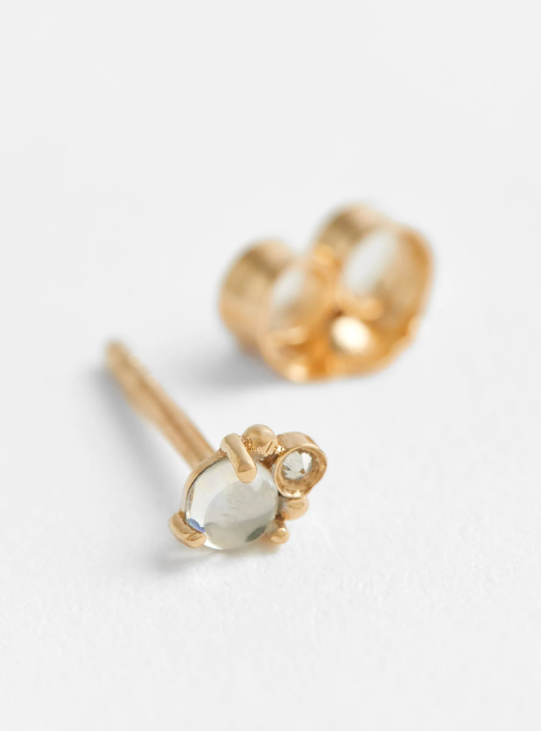 Moonstone and Diamond Single Earring