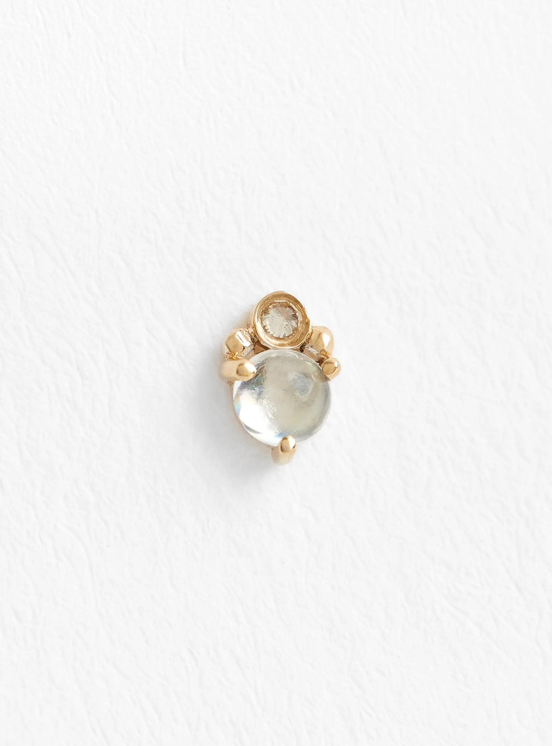 Moonstone and Diamond Single Earring