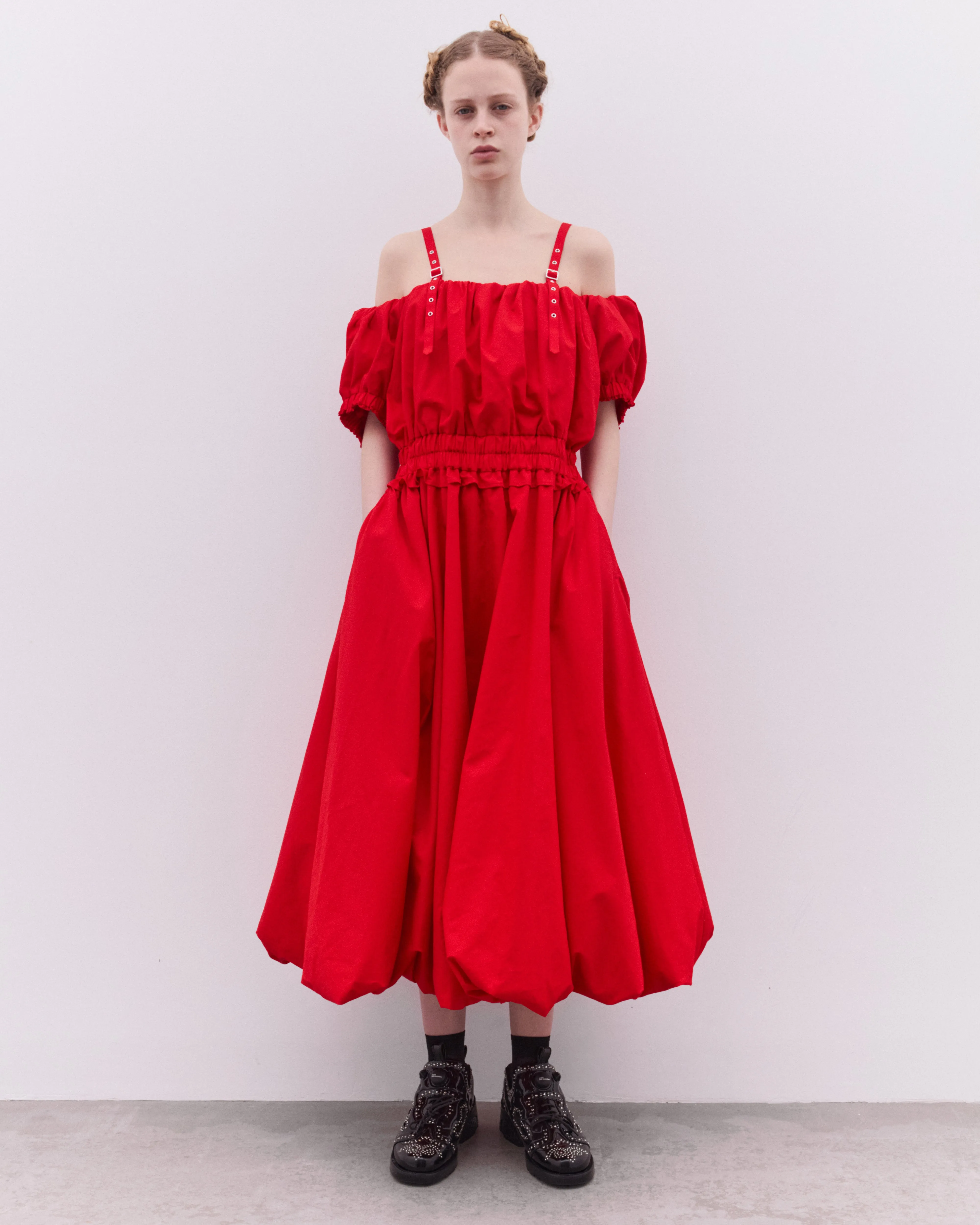Noir Kei Ninomiya - Women's Elasticated Voluminous Dress - (Red)