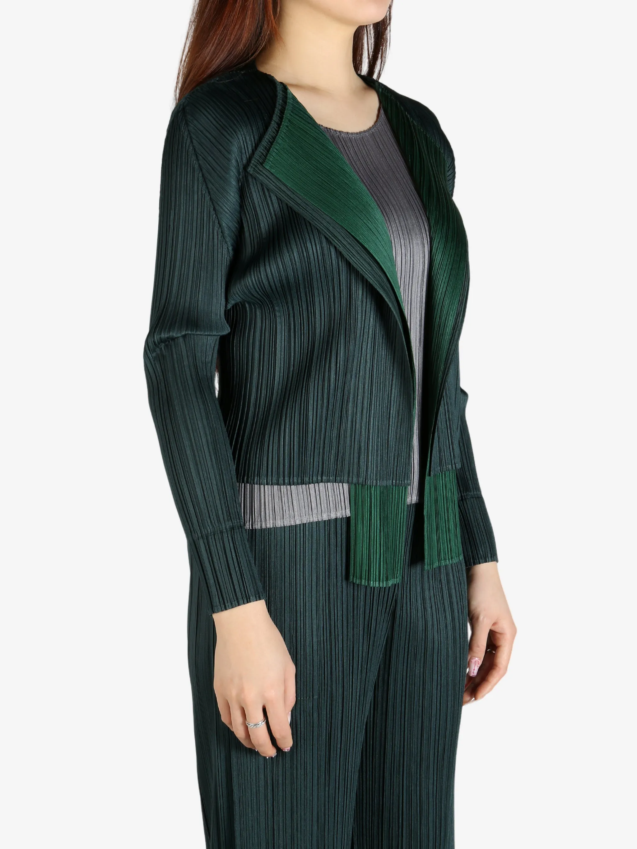 PLEATS PLEASE ISSEY MIYAKE - Women Merry Bi Color Cardigan