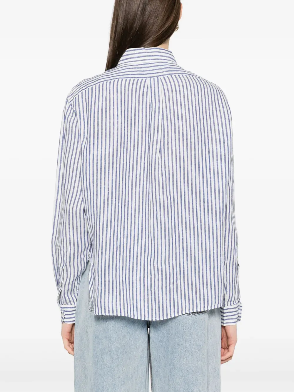 POLO RALPH LAUREN - Women Wide Cropped Striped Linen Shirt