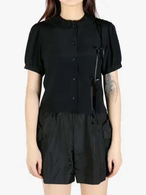 SIMONE ROCHA - Women Cropped Bow Slit Puff Sleeve Shirt