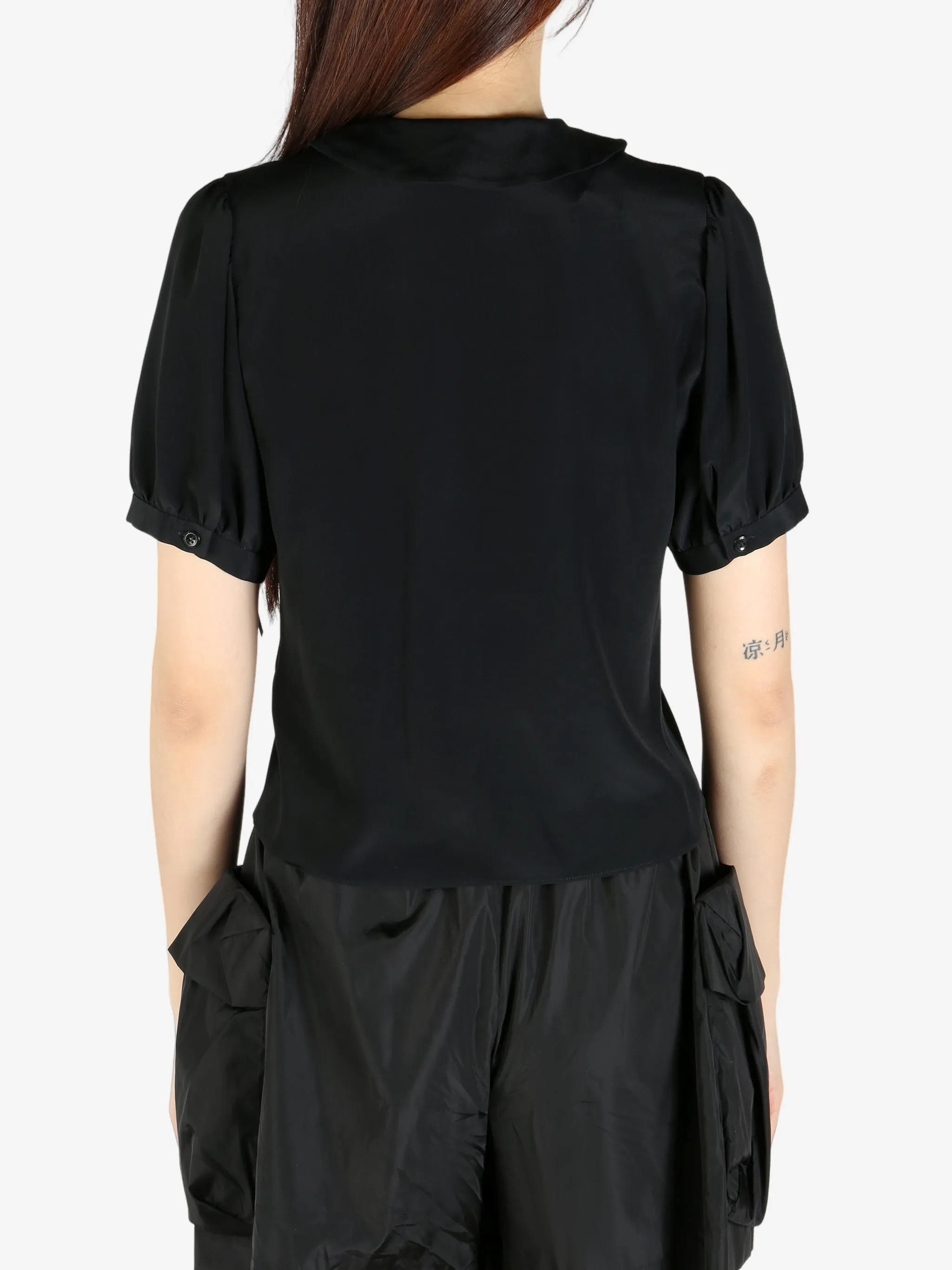 SIMONE ROCHA - Women Cropped Bow Slit Puff Sleeve Shirt