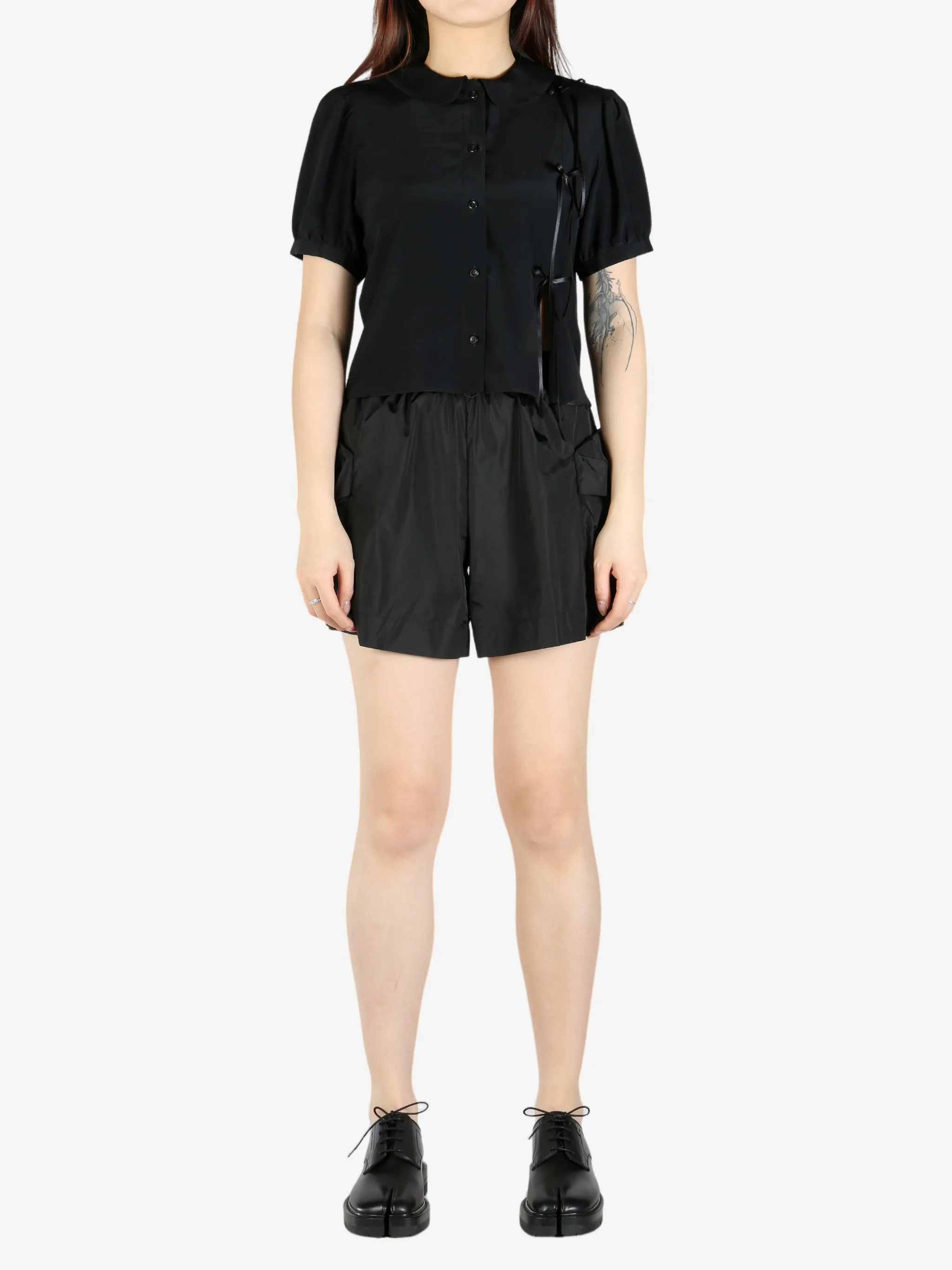 SIMONE ROCHA - Women Cropped Bow Slit Puff Sleeve Shirt