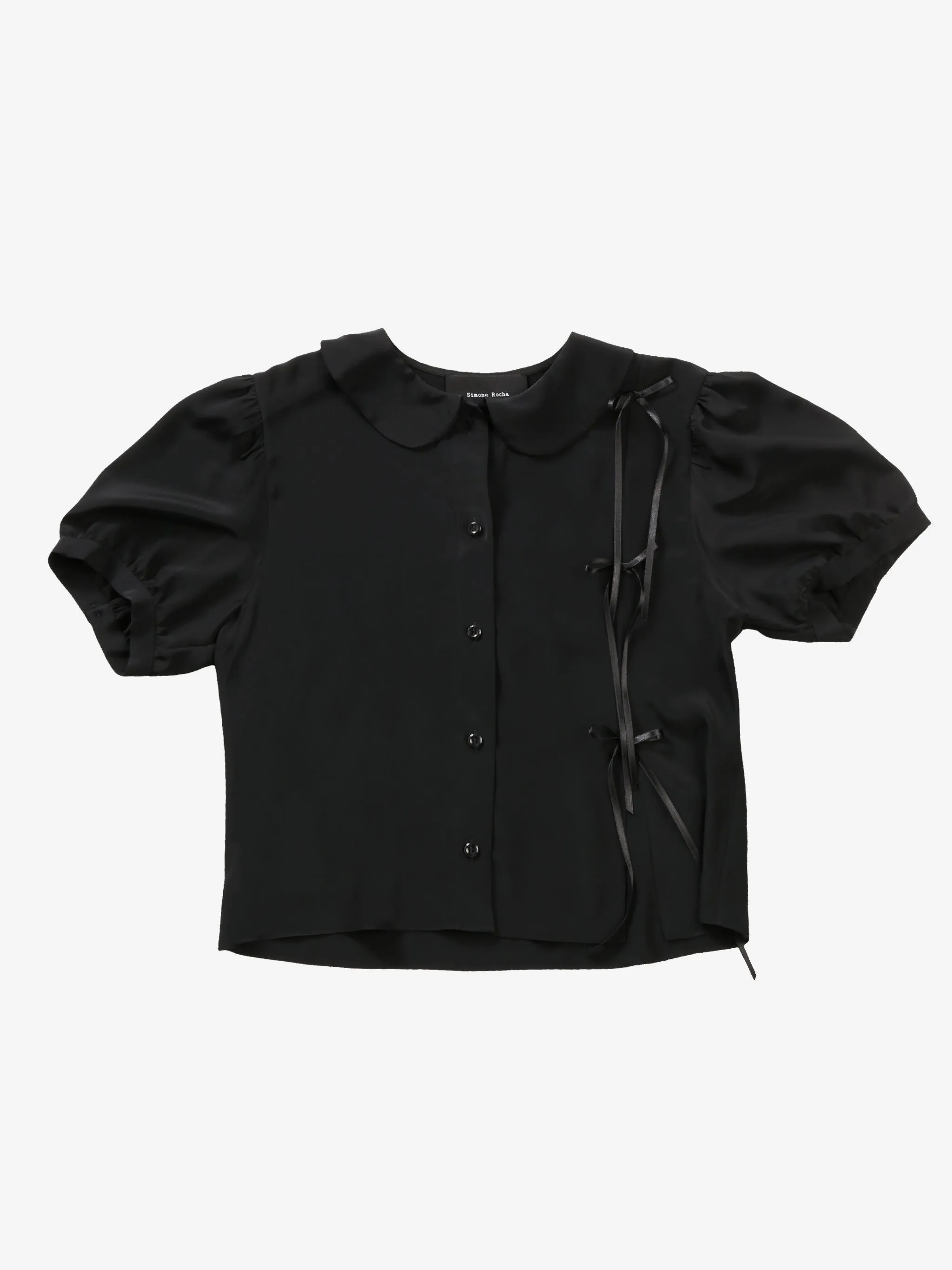 SIMONE ROCHA - Women Cropped Bow Slit Puff Sleeve Shirt