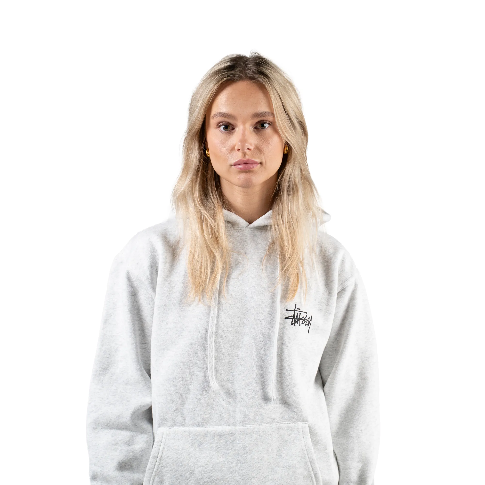 Stssy Basic Hoodie Ash Heather