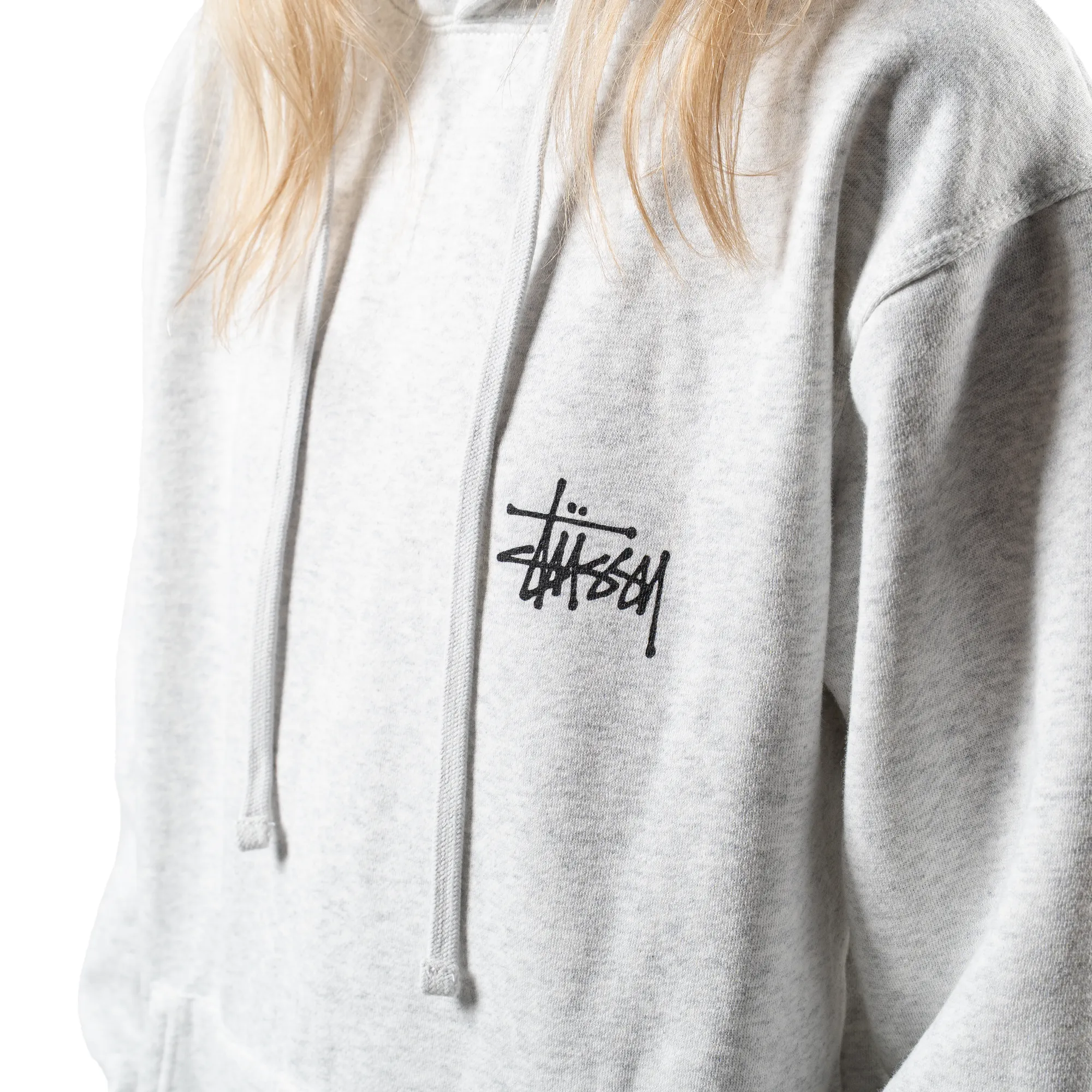 Stssy Basic Hoodie Ash Heather