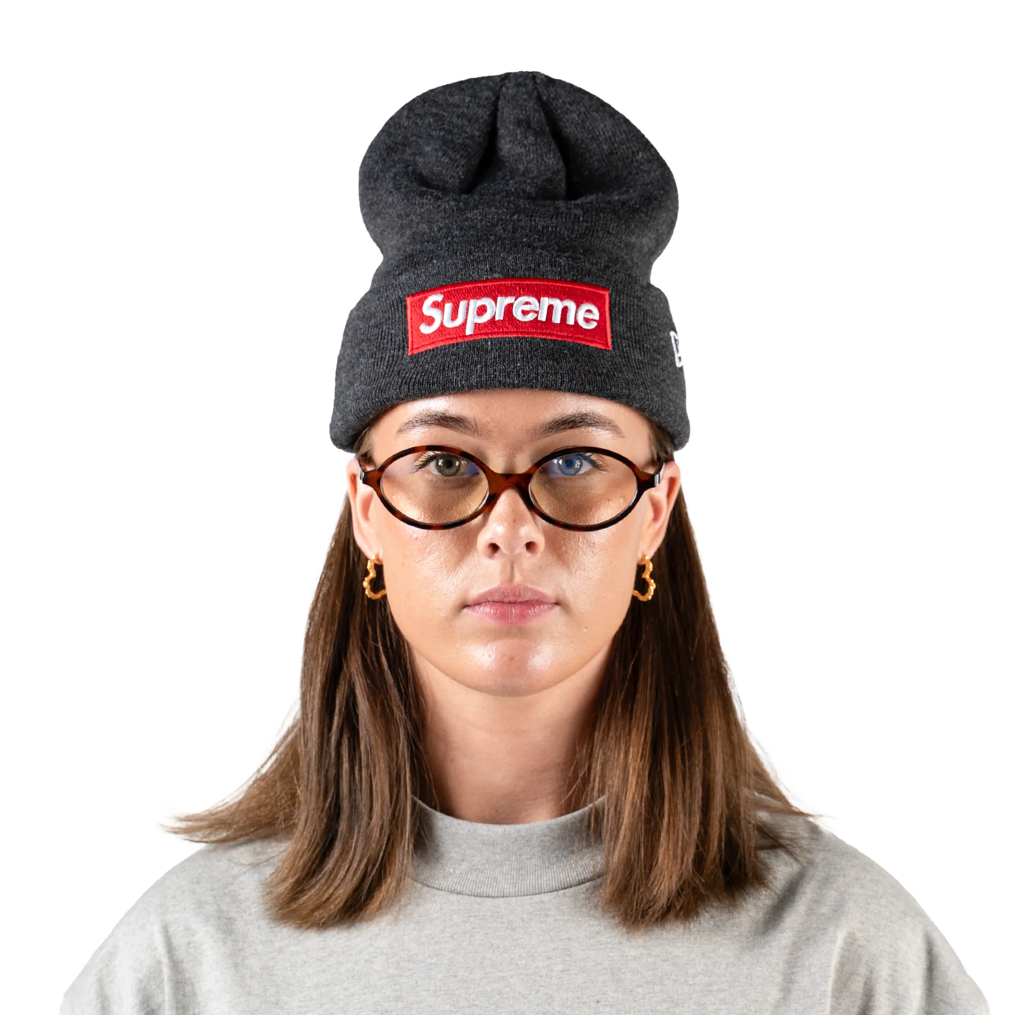 Supreme New Era Box Logo Beanie (FW21) Charcoal