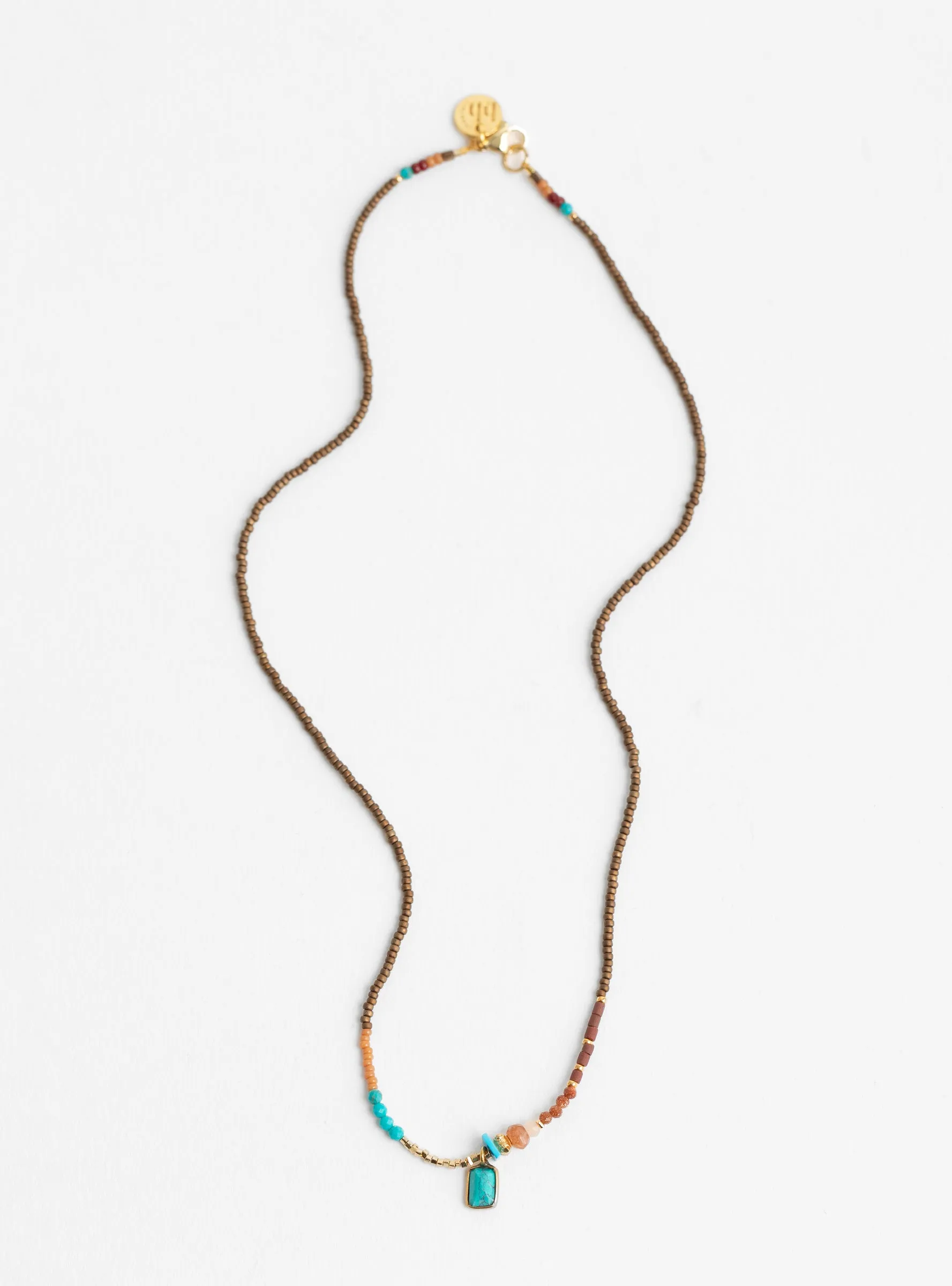 Tiny Pressed Rectangle Necklace Turquoise