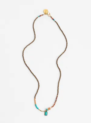Tiny Pressed Rectangle Necklace Turquoise