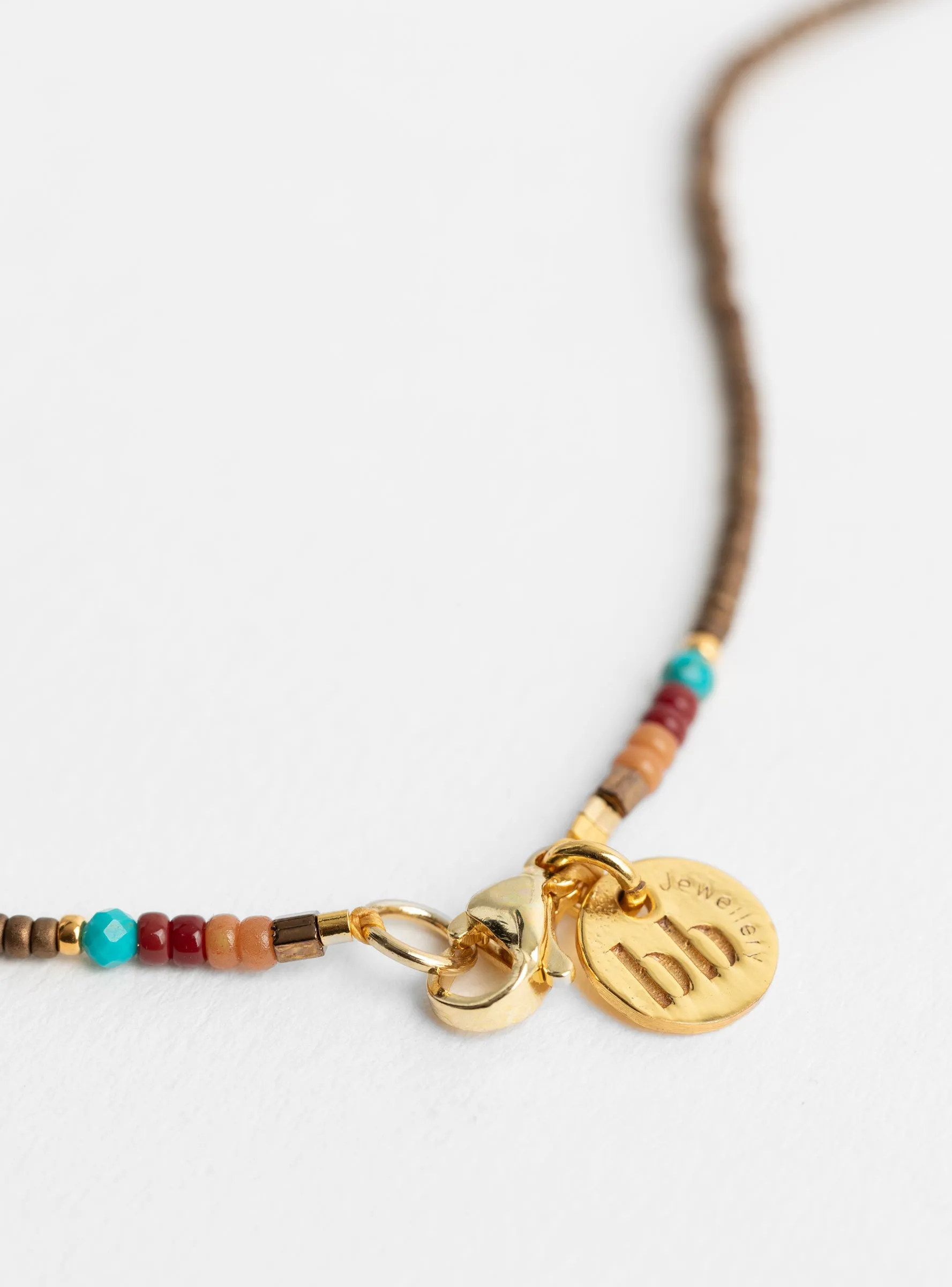 Tiny Pressed Rectangle Necklace Turquoise