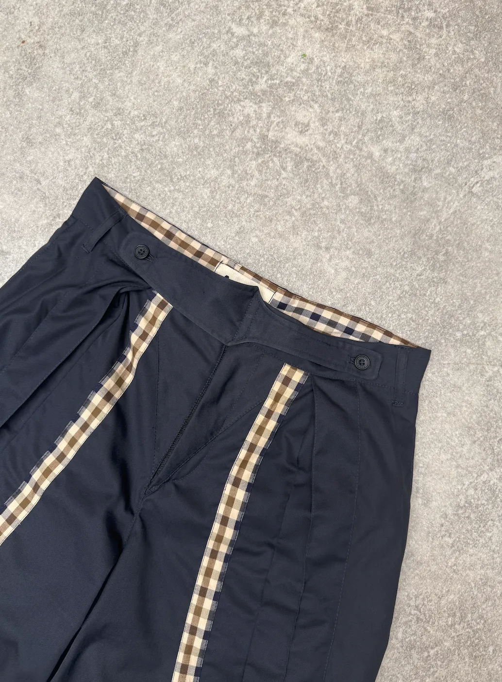 VT Rework : Aquascutum Reworked Plaid Detailing Trousers