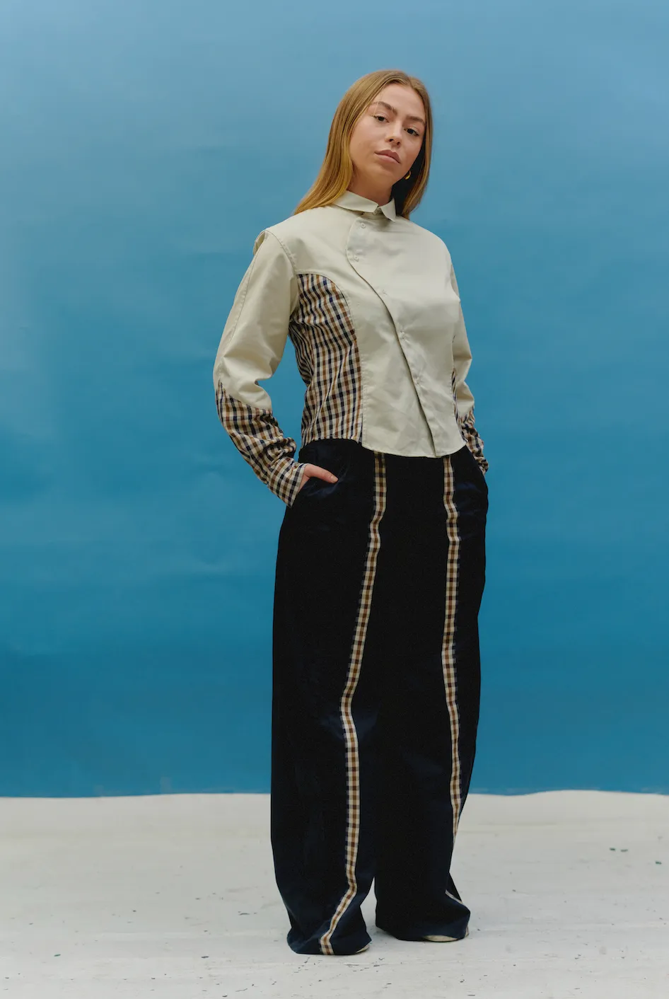 VT Rework : Aquascutum Reworked Plaid Detailing Trousers