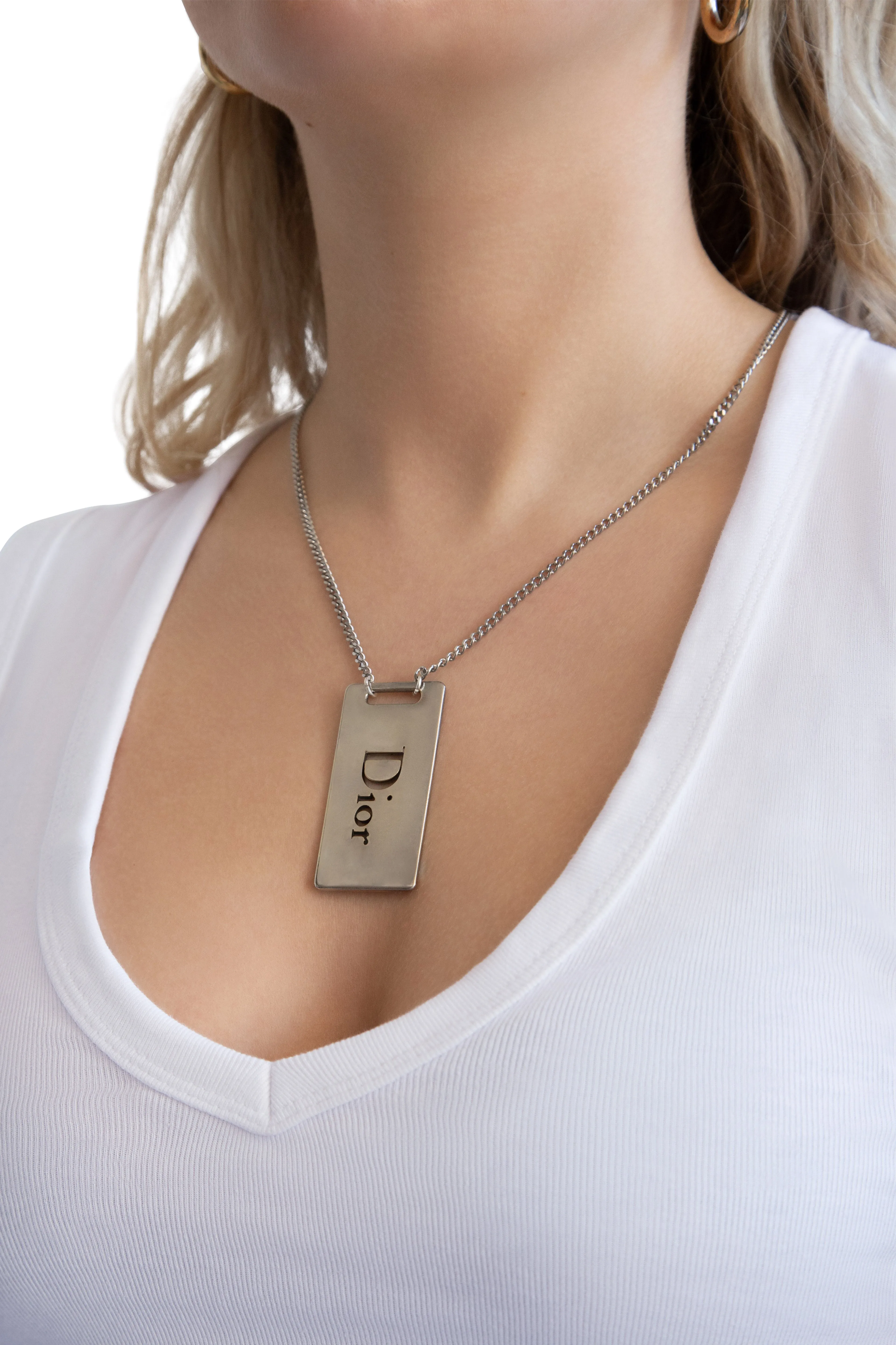 VT Rework: Dior Dog Tag Silver Necklace