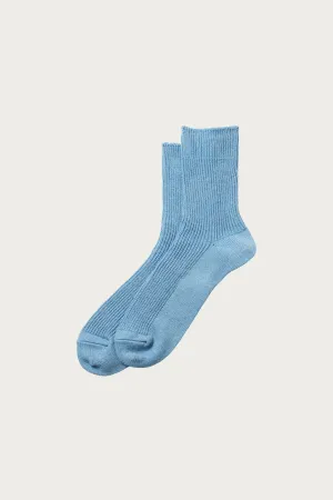 Washi Rib Crew Socks - Sax